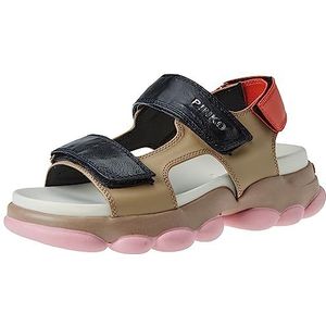 Pinko Mylene sandalen, Nappa, sportief voor dames, Y5r Zand Zwart Off White, 41 EU