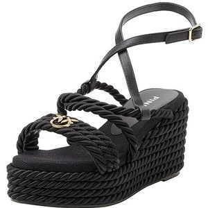 Pinko Brigitte Wedge InTRECCIA-touw, sandalen met sleehak, Z99_zwart, limousine, 35 EU, Z99 Zwart Sedan, 35 EU