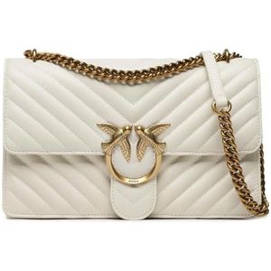 Pinko Quilted Love Bag met Diamond Cut-gesp , White , Dames , Maat: ONE Size