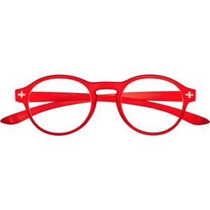 Piu Forty Leesbril Preassembled reading eyeglasses with soft touch spectacle frames neck arms – col. Red +2.50