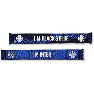 Inter Sjaal met logo, polyester, verschillende kleuren, stadion uniseks voor volwassenen, tekst zwart & blauw zwart/blauw, eenheidsmaat