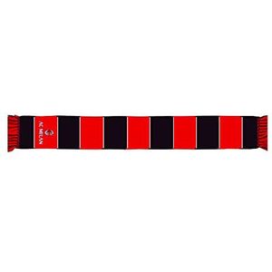 AC Milan officiële sjaal, gestreepte afbeelding met geborduurd logo, slangverwerking, acryl, rood, zwart, eenheidsmaat