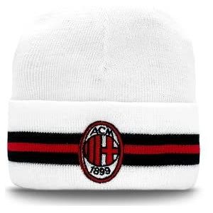 AC Milan Wintermuts met geborduurd logo op de klep, wit, zwart, rood, acryl, uniseks, volwassenen, eenheidsmaat