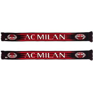 AC Milan Officiële sjaal, horizontale strepen, kleurverloop en lettertype, Engelse buisbehandeling, acryl, zwart, rood, Eén maat