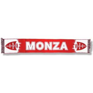AC MONZA Officiële sjaal, effen afbeelding met contrasterende accenten en opschrift AC MONZA met twee logo's aan de zijkanten, jacquard-breiwerk, acryl, rood, wit, eenheidsmaat