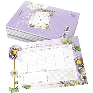 Botanical weekplanner, tafelplanner met weekraster, 54 vellen met klittenbandsluiting, 1 vel stickers, zonder datum, A3-formaat, ideaal voor thuis en op kantoor, botanical.