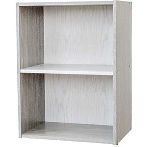 Gardenia Mini boekenkast voor dag, 2 planken, betongrijs en wit