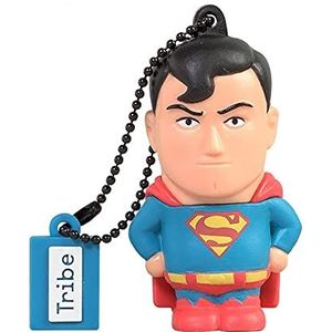 Tribe Warner Bros DC Comics Superman USB 2.0 geheugenstick 16 GB USB Flash Drive Rubber met sleutelhanger, meerkleurig
