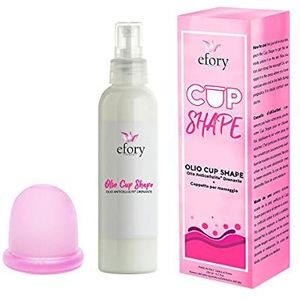 Efory Cosmetics Cupshape-set met anti-cellulitis-olie Edera en fucus en massagebeker voor massage, framboos, tegen de incosmetica van cellulitis, 200 ml