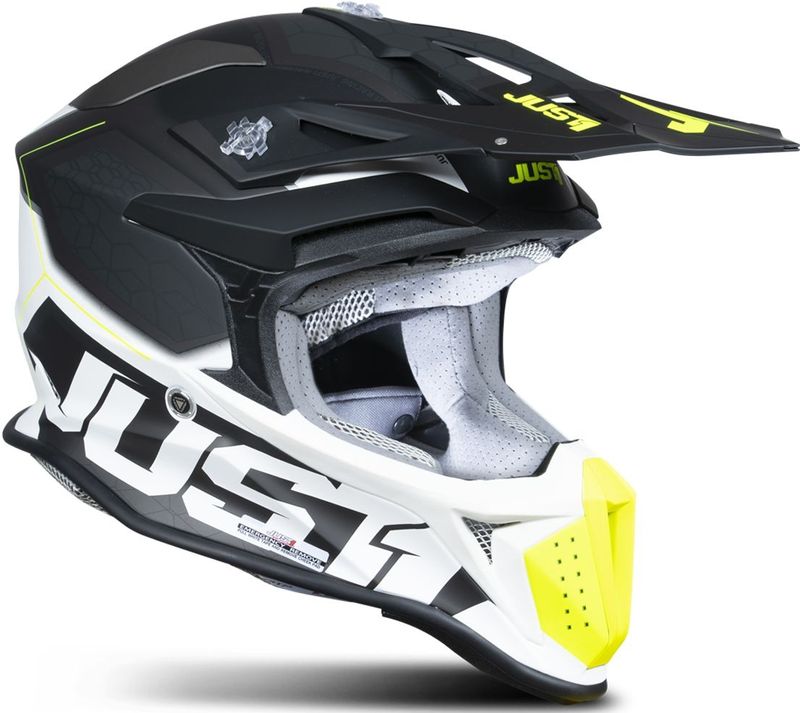 Crosshelm Just1 J18 F Hexa Zwart-Grijs-Geel Fluo-Wit