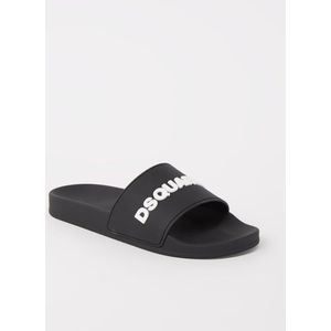Dsquared2, Schoenen, Heren, Zwart, 40 EU, Zwarte Logo Slides voor Mannen