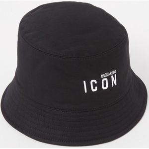 Dsquared2 Icon Bucket Hat van katoenen gabardine , Black , Heren , Maat: M