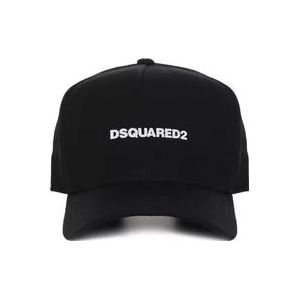 Dsquared2 Zwarte baseballpet met bedrukt logo en slogan , Black , Heren , Maat: ONE Size