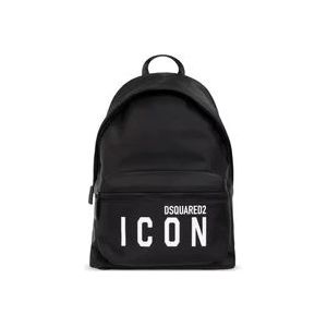 Dsquared2, Tassen, Heren, Zwart, ONE Size, Iconische Logo-Print Rugzak