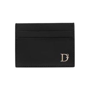 Dsquared2 Leren kaarthouder met logostuds , Black , Heren , Maat: ONE Size