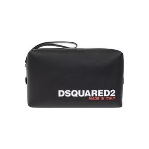 Dsquared2, Tassen, Heren, Zwart, ONE Size, Leer, Zwarte Clutches voor Vrouwen