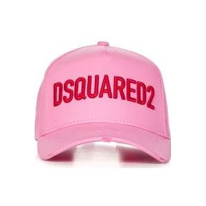 Dsquared2 Roze Vernietigde Gebogen Klep Hoed , Pink , Dames , Maat: ONE Size