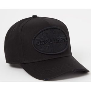 Dsquared2 Versleten baseballpet met geborduurd logo , Black , Heren , Maat: ONE Size
