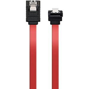 Ewent SATA III Kabel, 6 GBits, Metallclips, L-Type, 90°, Rot, 0.7m
