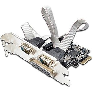 Ewent EW1158 PCI Expresskaart, 2 externe aansluitingen, 1 parallelle poort, voor het aansluiten van modems, printers, scanners, CD-R/RW-stations, zilver