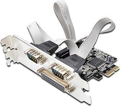 Ewent EW1158 PCI Expresskaart, 2 externe aansluitingen, 1 parallelle poort, voor het aansluiten van modems, printers, scanners, CD-R/RW-stations, zilver