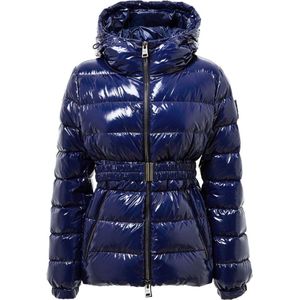 Herno, Jassen, Dames, Blauw, S, Gewatteerde jas met afneembare riem