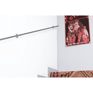 InCasa Leuning L. 600 cm van gesatineerd staal Ø 20 mm - belasting 80 kg - compleet