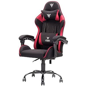 ITEK Rhombus FF10 Ergon Gamingstoel, rood, rugleuning, hoofdsteun, lendensteun, comfort en design, ideaal als bureaustoel, stoel of gamingstoel