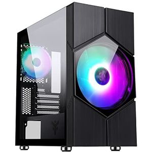 Itek Vortex Gaming Mini Tower, mATX, 20 cm en 12 cm ARGB ventilator, 2 x USB3, zijwand van gehard glas