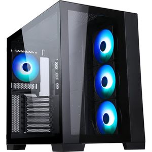 Itek Boitier Moyen Tour ATX Dark Cave RGB met vitrage (Noir) (mATX, Mini-ITX, ATX), PC-behuizing, Zwart
