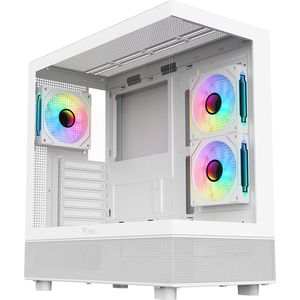 Itek - SHOWBUI 42W - Gaming Tower - Wit - ATX - 3x12cm ARGB Fan - 2xUSB3 - Type-C