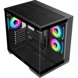 Itek - Dark Cave DS - PC Behuizing - Zwart - Gehard Glas - ARGB Ventilatoren