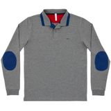 Sun68 - El Big Stripe On Collar L/S - Poloshirt - Grigio Medio - Lange Mouwen