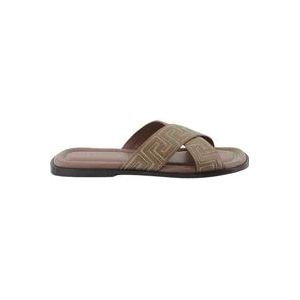 Versace Greca Kruisband Sandalen , Brown , Heren , Maat: 41 EU