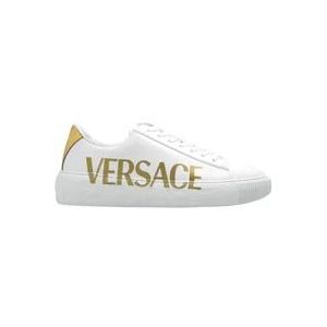 Versace Stijlvolle Leren Sneakers voor Mannen , White , Heren , Maat: 42 EU