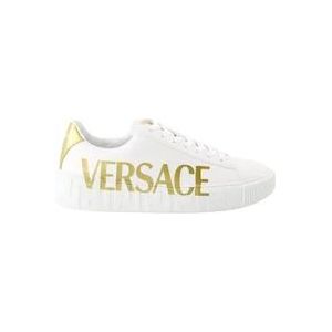 Versace, Schoenen, Heren, Wit, 44 EU, Leer, Greca Logo Sneakers