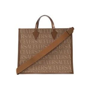 Versace Shopper tas met logo , Brown , Heren , Maat: ONE Size