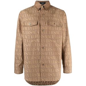 Versace Techno Blouson Overhemden , Brown , Heren , Maat: S