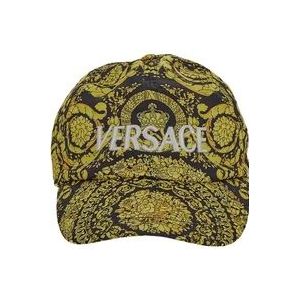 Versace, Accessoires, Dames, Zwart, 57 CM, Polyester, Zwarte Barok Print Baseball Cap