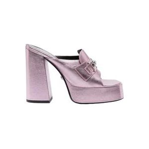 Versace, Metallic Leren Medusa Muiltjes Roze, Dames, Maat:36 EU