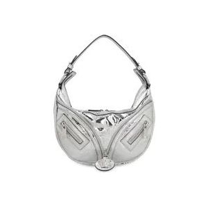 Versace Herhaal Hobo Schoudertas , Gray , Dames , Maat: ONE Size