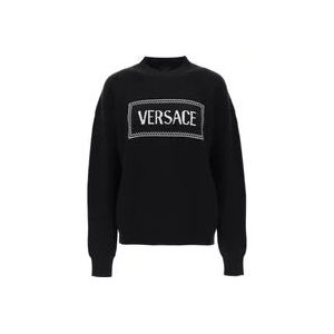 Versace, Sweatshirts & Hoodies, Dames, Zwart, XS, Wol, Wollen trui