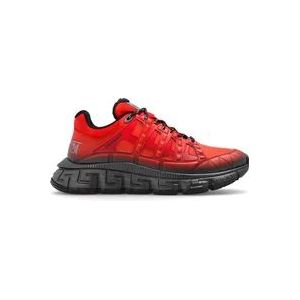 Versace Leren Sneakers met Trigreca Print , Red , Heren , Maat: 40 EU