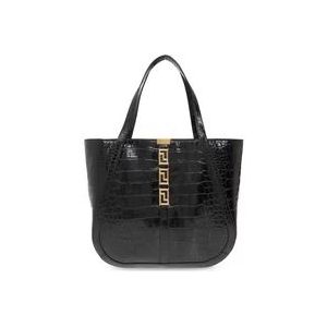 Versace, Tassen, Dames, Zwart, ONE Size, Leer, Shopper tas