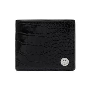 Versace, Zwarte krokodillenleren portemonnee met Medusa-hoofdmotief Zwart, Heren, Maat:ONE Size