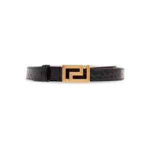 Versace, Accessoires, Dames, Zwart, 80 CM, Leer, Leren Riem