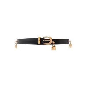 Versace, Leren Riem Zwart, Dames, Maat:80 CM