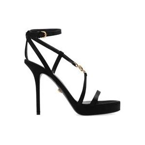 Versace Kristalversierde hoge hak sandalen , Black , Dames , Maat: 37 1/2 EU