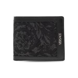 Versace, Bifold portemonnee met logo Zwart, Heren, Maat:ONE Size