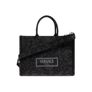 Versace, Tassen, Dames, Zwart, ONE Size, Athena Barocco Canvas Shopper Tas